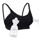 Queenspace Adjustable Breast-Pumps Holding and Nursing Bra, Suitable for Breastfeeding-Pumps by Lansinoh, Philips Avent, Spectra, Evenflo and More(Black, Medium)