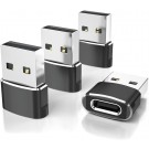 Tarrar USB to USB C Adapter 4 Pack,USBC Female to A Male Car Charger,Type C Converter for iPhone 16 16e Pro Max,15 14 13 12 Plus,Apple Watch,Airpods,Compatible for Nintendo Switch,Samsung Galaxy S25