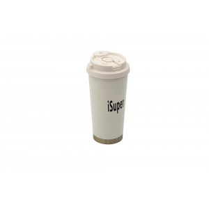 iSuper Portable Driking Vessel Coffee Tumbler Travel Mug 16 OZ Stainless Steel Cup Ivory