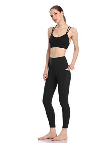 Queenspace Women's High Waisted Yoga Pants 7/8 Length Leggings with Pockets